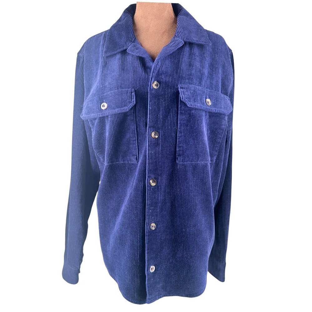 GAP Corduroy Shirt Jacket Women Medium Navy Blue Button Front Shacket NWOT
